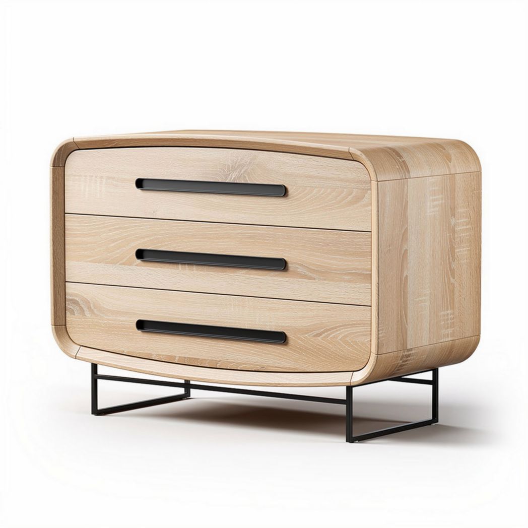 Wooden dresser with three drawers and metal legs 80 x 40 x 50cm