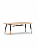 Wooden coffee table with black metal legs and natural finish 120 x 60 x 45cm