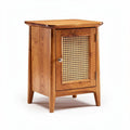 Wooden nightstand with rattan door and natural finish 50 x 40 x 60cm