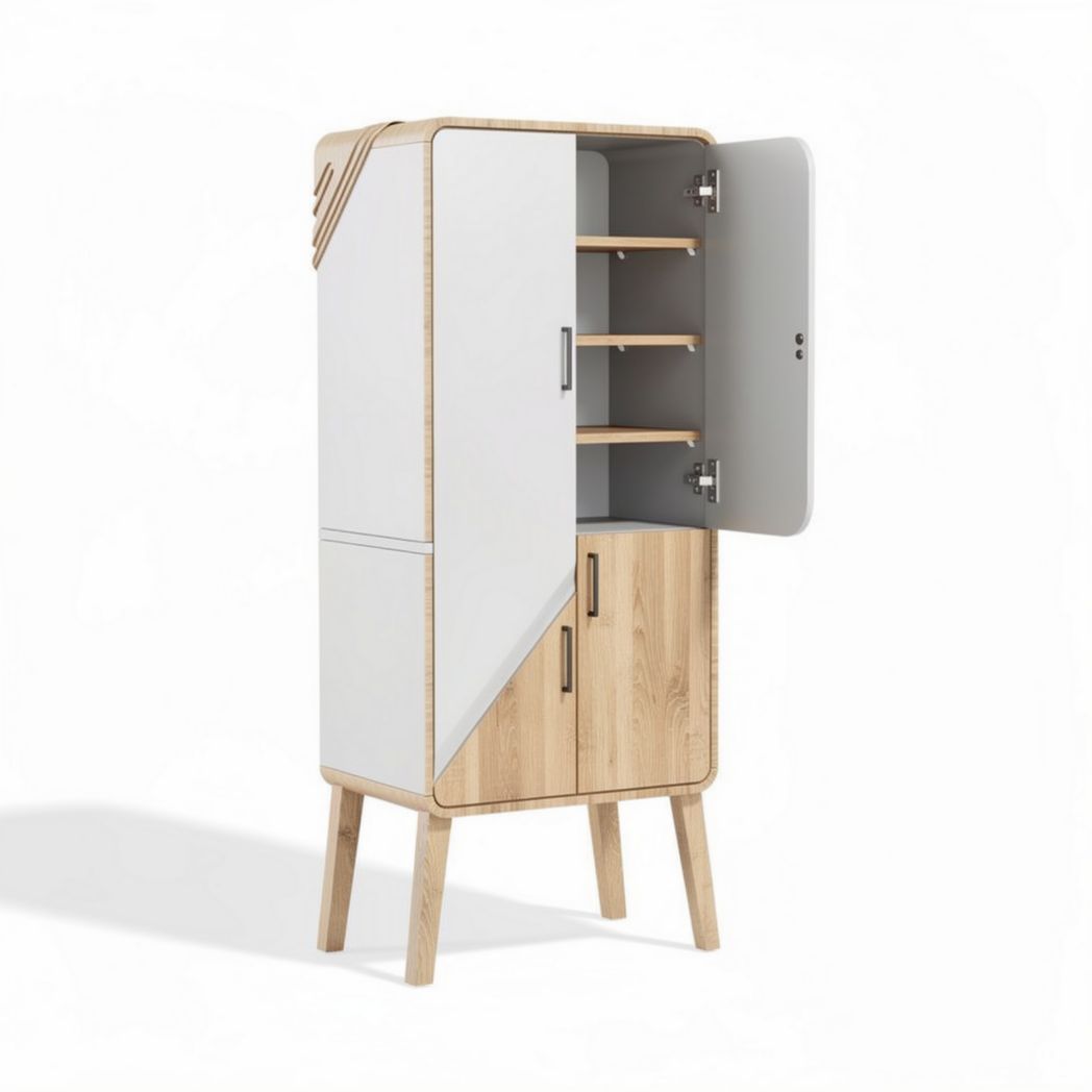 Wooden cabinet with white finish and adjustable shelves 80 x 40 x 150cm