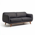 Mid-century modern gray fabric sofa with wooden legs 180 x 80 x 85cm