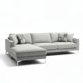 Light gray sectional sofa with modern design and plush upholstery measures 240 x 90 x 85cm