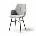 Gray fabric dining chair with armrests and black metal legs 50 x 50 x 80cm