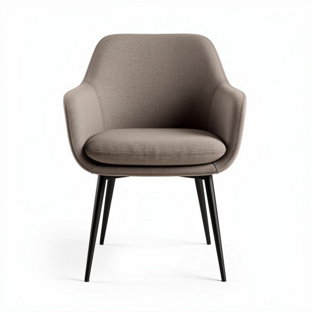 Fabric accent chair with armrests and black metal legs 60 x 60 x 80cm
