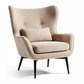 Fabric armchair with cushion support in beige color and modern design