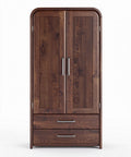 Wooden wardrobe with two doors and two drawers for storage 80 x 40 x 190cm