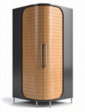 Corner cabinet with maple wood front and black metal frame 90 x 60 x 180cm